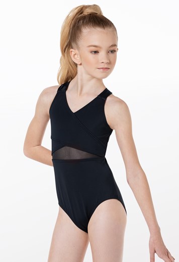 Child Faux Wrap V-Neck Leotard