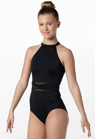 Child Wrapped Mesh Waist Leotard