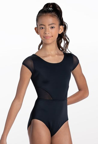 Child Cap Sleeve Mesh Inset Leotard