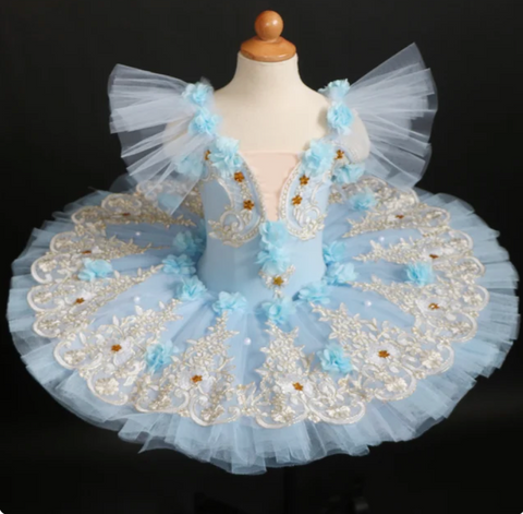 Light Blue Tutu with Flower Accents