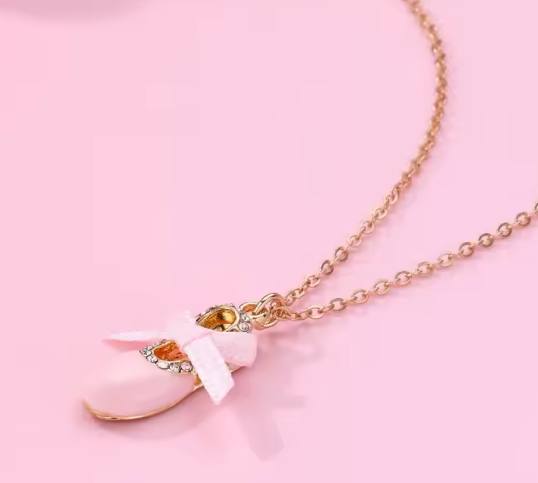 Pink Pointe Shoe Charm Necklace
