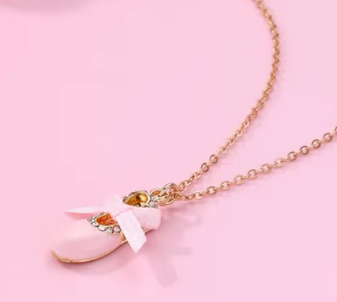 Pink Pointe Shoe Charm Necklace
