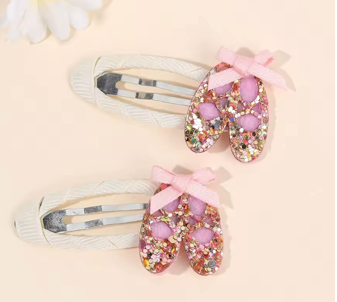 Glitter Ballet Slipper Hair Clip Set