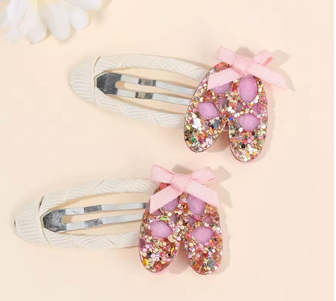 Glitter Ballet Slipper Hair Clip Set