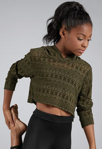 Flocked Mesh Cropped Hoodie