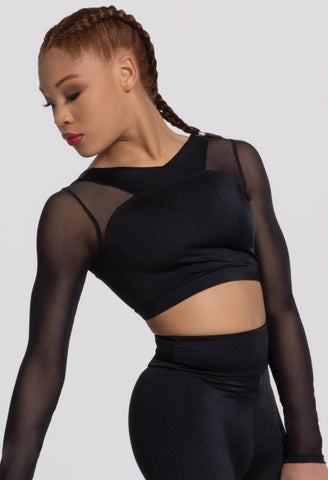 Luster and Mesh Crop Top