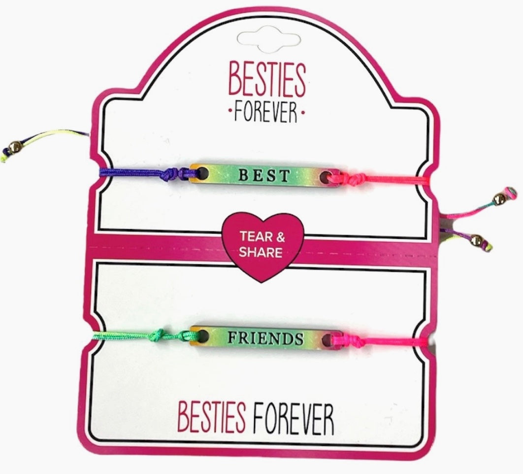 Best Friends Plaque Pull Tie Bracelet Set
